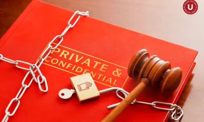 private and confidential book red with gavel