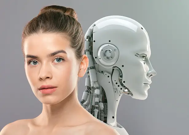 Innovations of beauty industry. Young gorgeous lady with perfect face and skin posing to camera