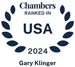 Chambers USA 2024 ranking badge for Gary Klinger, highlighting his inclusion in the prestigious list