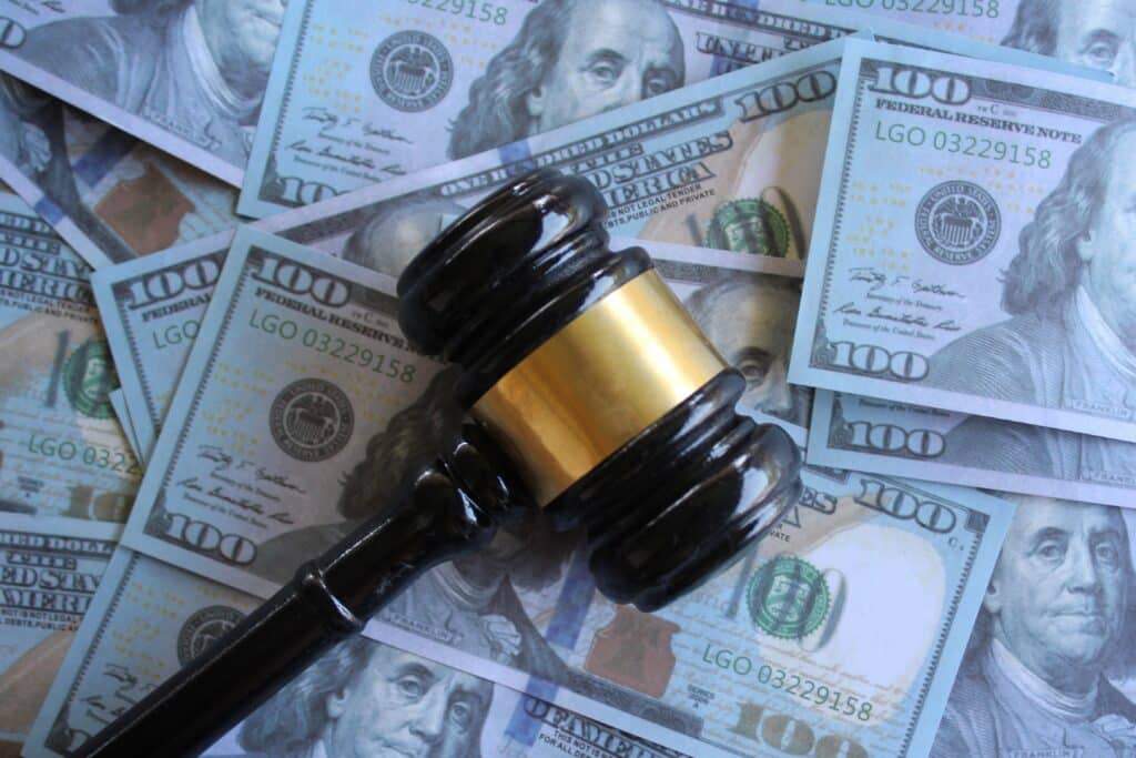 Judge gavel and money