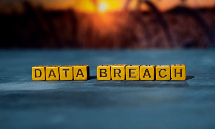 Yellow lettered blocks spelling out 'DATA BREACH'